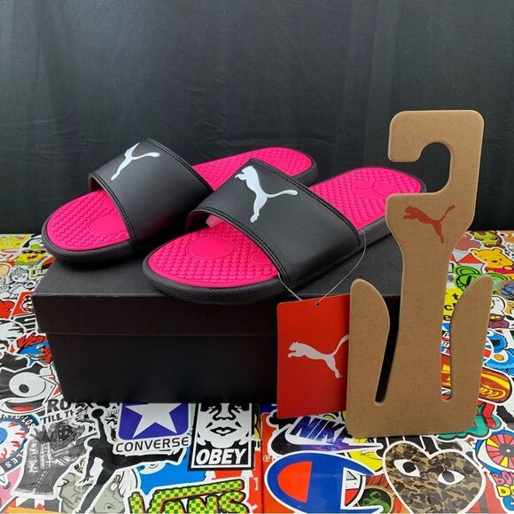 Puma Cool Cat Pink And Silver Women’s Slides - Picture 1 of 9